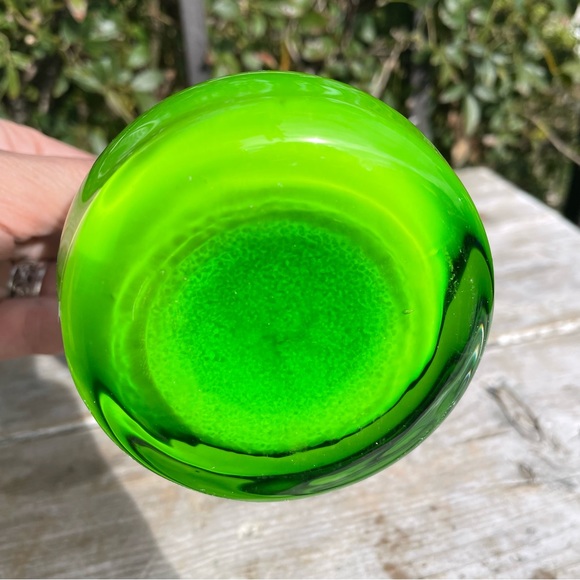 Normann Copenhagen green glass MCM Swing Vase 8 inch - Picture 7 of 8